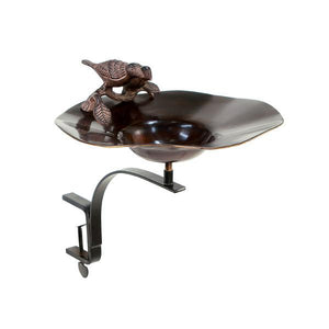 Antiqued Birdbath with Birds Birdbath with Birds Birdbath With Rail Mount Bracket