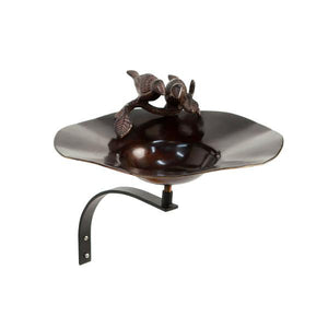 Antiqued Birdbath with Birds Birdbath with Birds Birdbath With Wall Mount Bracket