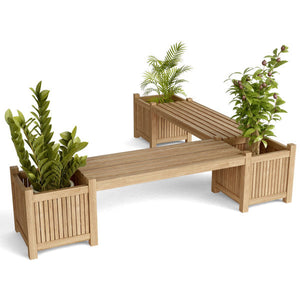 Backless Planter Bench (2 bench + 3 planter box) Outdoor Bench