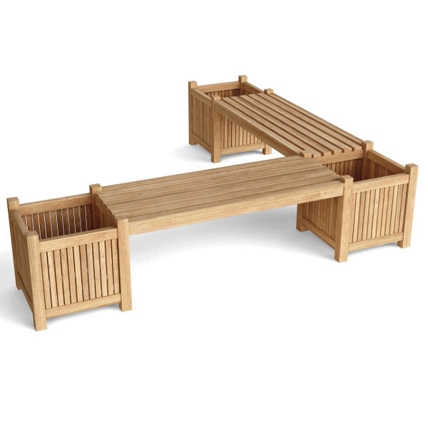 Backless Planter Bench (2 bench + 3 planter box) Outdoor Bench