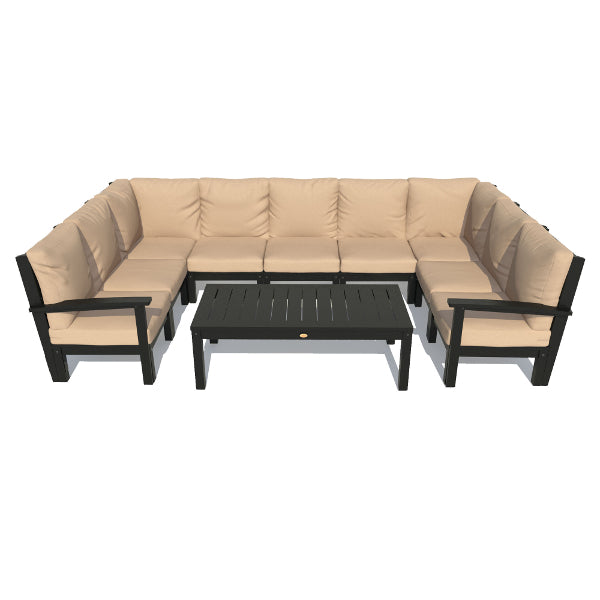 Bespoke Deep Seating 10 pc Sectional Sofa Set with Conversation Table Sectional Set Driftwood / Black