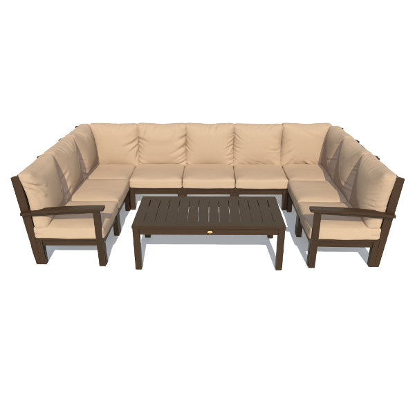 Bespoke Deep Seating 10 pc Sectional Sofa Set with Conversation Table Sectional Set Driftwood / Weathered Acorn