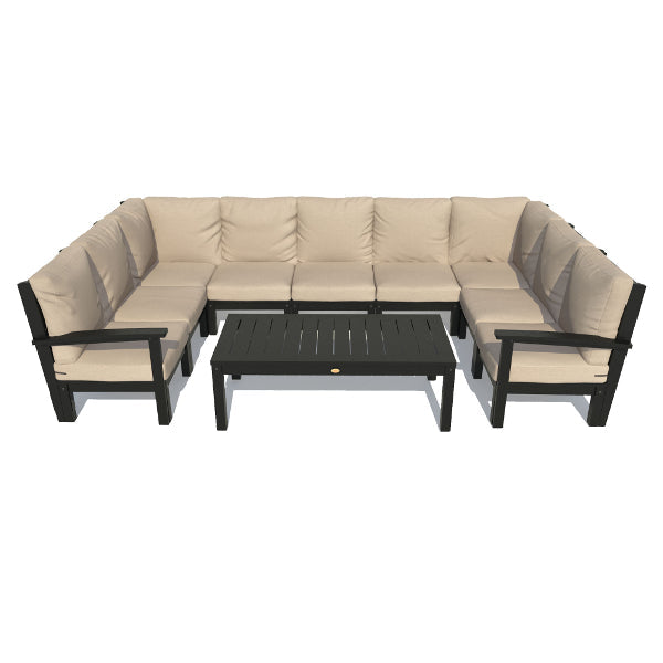 Bespoke Deep Seating 10 pc Sectional Sofa Set with Conversation Table Sectional Set Dune / Black