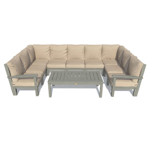 Bespoke Deep Seating 10 pc Sectional Sofa Set with Conversation Table Sectional Set Dune / Coastal Teak