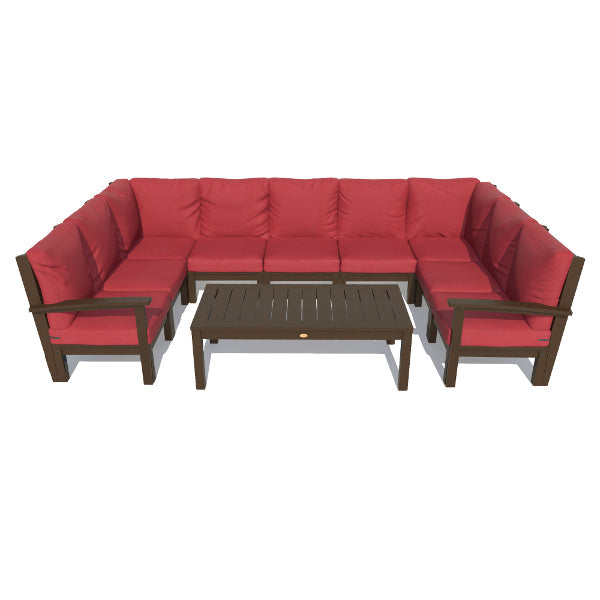 Bespoke Deep Seating 10 pc Sectional Sofa Set with Conversation Table Sectional Set Firecracker Red / Weathered Acorn