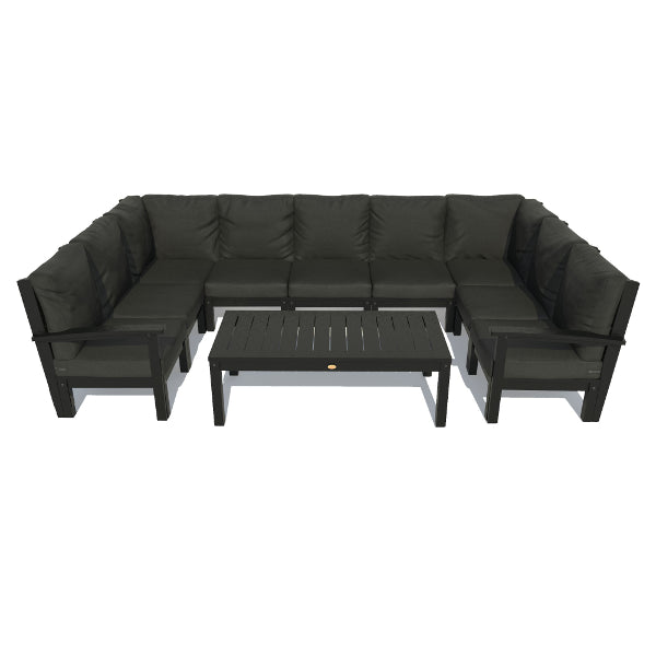 Bespoke Deep Seating 10 pc Sectional Sofa Set with Conversation Table Sectional Set Jet Black / Black