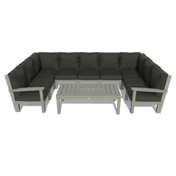 Bespoke Deep Seating 10 pc Sectional Sofa Set with Conversation Table Sectional Set Jet Black / Coastal Teak
