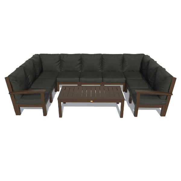 Bespoke Deep Seating 10 pc Sectional Sofa Set with Conversation Table Sectional Set Jet Black / Weathered Acorn