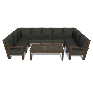 Bespoke Deep Seating 10 pc Sectional Sofa Set with Conversation Table Sectional Set Jet Black / Weathered Acorn