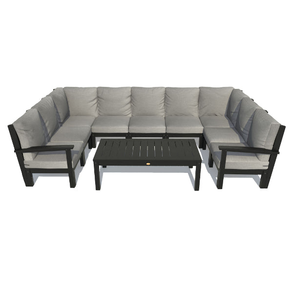 Bespoke Deep Seating 10 pc Sectional Sofa Set with Conversation Table Sectional Set Stone Gray / Black