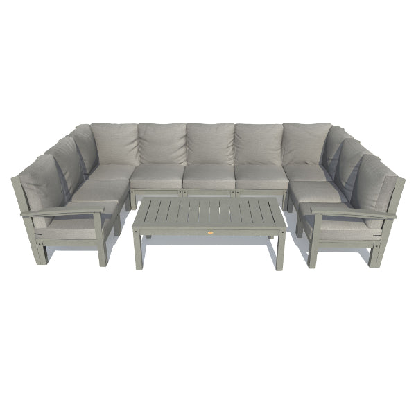 Bespoke Deep Seating 10 pc Sectional Sofa Set with Conversation Table Sectional Set Stone Gray / Coastal Teak