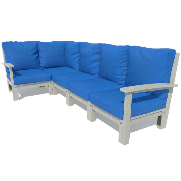 Bespoke Deep Seating 5 pc Sectional Set Sectional Set Cobalt Blue / Coastal Teak