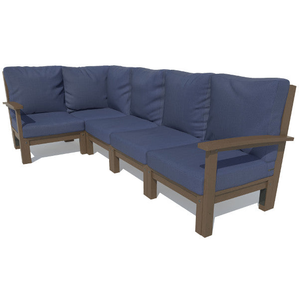 Bespoke Deep Seating 5 pc Sectional Set Sectional Set Navy Blue / Weathered Acorn