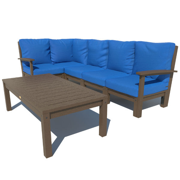 Bespoke Deep Seating 6 pc Sectional Set with Conversation Table Sectional Set Cobalt Blue / Weathered Acorn