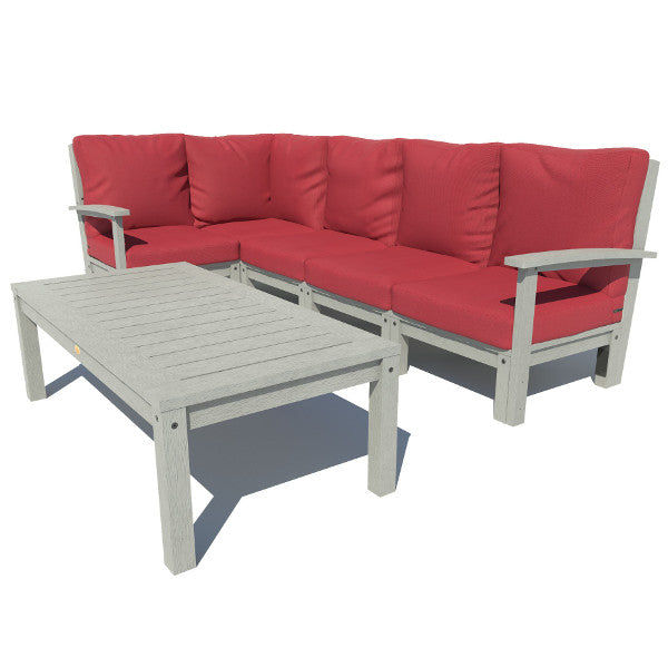Bespoke Deep Seating 6 pc Sectional Set with Conversation Table Sectional Set Firecracker Red / Coastal Teak