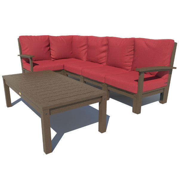 Bespoke Deep Seating 6 pc Sectional Set with Conversation Table Sectional Set Firecracker Red / Weathered Acorn