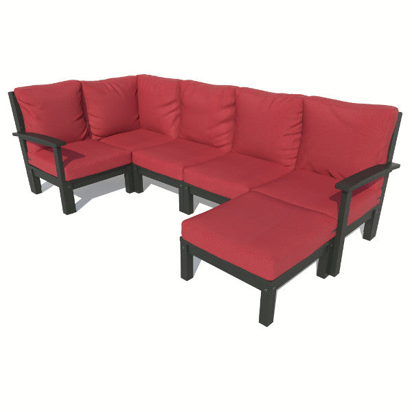 Bespoke Deep Seating 6 pc Sectional Set with Ottoman Sectional Set Firecracker Red / Black