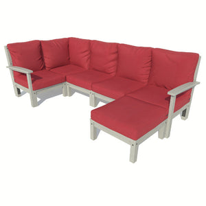 Bespoke Deep Seating 6 pc Sectional Set with Ottoman Sectional Set Firecracker Red / Coastal Teak