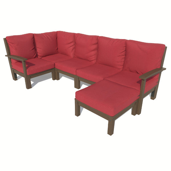 Bespoke Deep Seating 6 pc Sectional Set with Ottoman Sectional Set Firecracker Red / Weathered Acorn