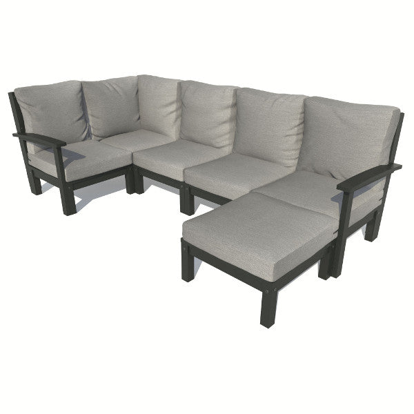 Bespoke Deep Seating 6 pc Sectional Set with Ottoman Sectional Set Stone Gray / Black
