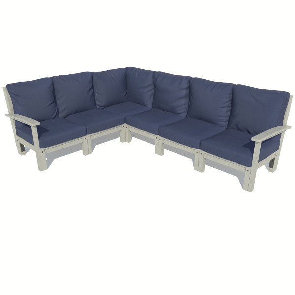 Bespoke Deep Seating 6 pc Sectional Sofa Set Sectional Set Navy Blue / Coastal Teak