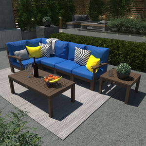 Bespoke Deep Seating 7 pc Sectional Set with Conversation and Side Table Sectional Set