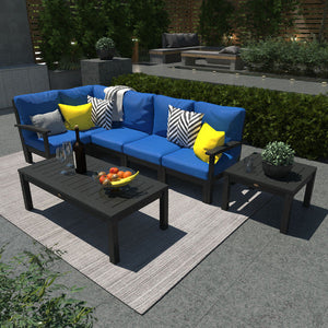 Bespoke Deep Seating 7 pc Sectional Set with Conversation and Side Table Sectional Set