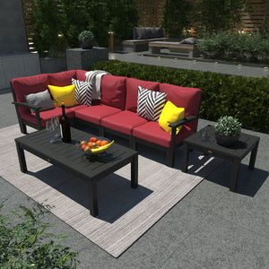Bespoke Deep Seating 7 pc Sectional Set with Conversation and Side Table Sectional Set