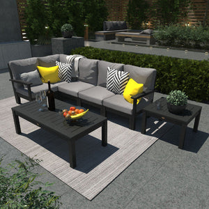 Bespoke Deep Seating 7 pc Sectional Set with Conversation and Side Table Sectional Set