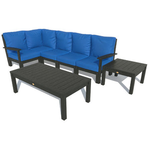 Bespoke Deep Seating 7 pc Sectional Set with Conversation and Side Table Sectional Set Cobalt Blue / Black