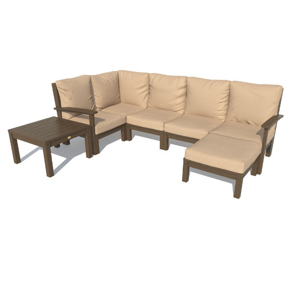 Bespoke Deep Seating 7 pc Sectional Set with Ottoman and Side Table Sectional Set Driftwood / Weathered Acorn