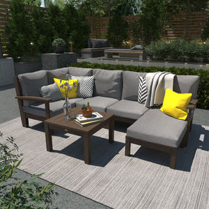 Bespoke Deep Seating 7 pc Sectional Set with Ottoman and Side Table Sectional Set