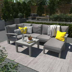 Bespoke Deep Seating 7 pc Sectional Set with Ottoman and Side Table Sectional Set