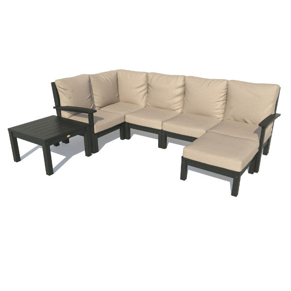 Bespoke Deep Seating 7 pc Sectional Set with Ottoman and Side Table Sectional Set Dune / Black
