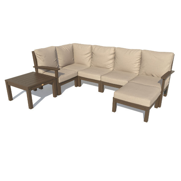 Bespoke Deep Seating 7 pc Sectional Set with Ottoman and Side Table Sectional Set Dune / Weathered Acorn