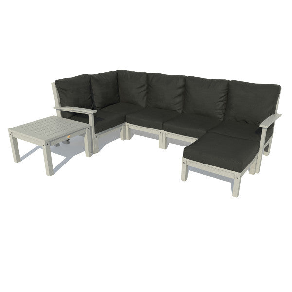 Bespoke Deep Seating 7 pc Sectional Set with Ottoman and Side Table Sectional Set Jet Black / Coastal Teak