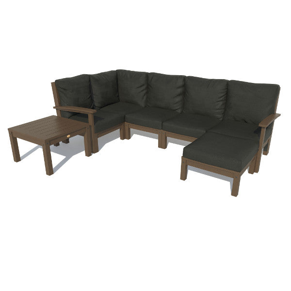 Bespoke Deep Seating 7 pc Sectional Set with Ottoman and Side Table Sectional Set Jet Black / Weathered Acorn