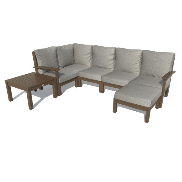 Bespoke Deep Seating 7 pc Sectional Set with Ottoman and Side Table Sectional Set Stone Gray / Weathered Acorn