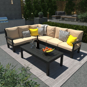 Bespoke Deep Seating 7 pc Sectional Sofa Set with Conversation Table