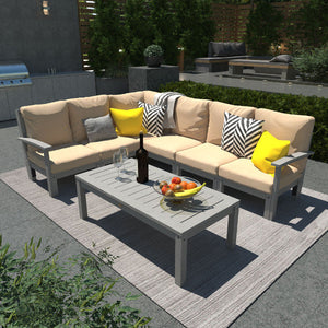 Bespoke Deep Seating 7 pc Sectional Sofa Set with Conversation Table