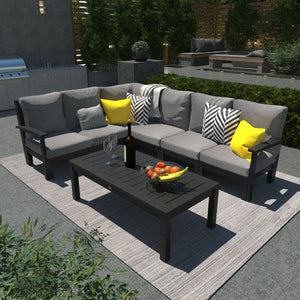 Bespoke Deep Seating 7 pc Sectional Sofa Set with Conversation Table Sectional Set