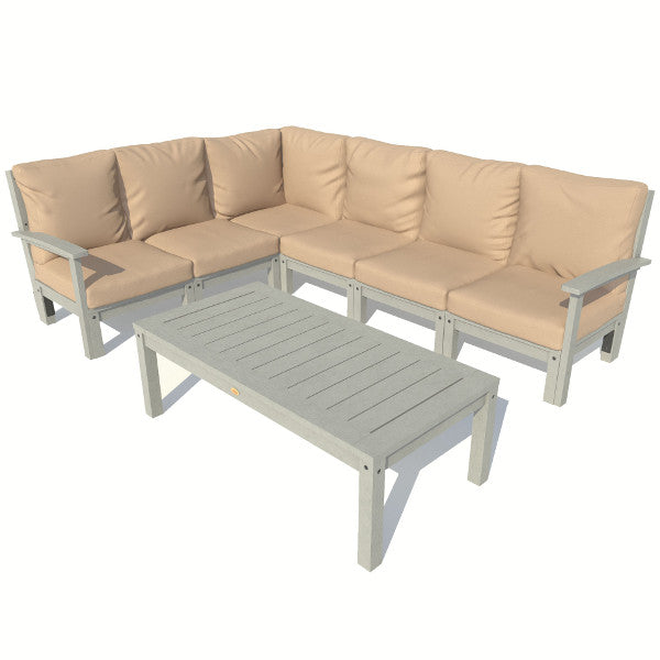 Bespoke Deep Seating 7 pc Sectional Sofa Set with Conversation Table Sectional Set Driftwood / Coastal Teak