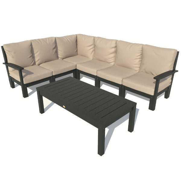 Bespoke Deep Seating 7 pc Sectional Sofa Set with Conversation Table Sectional Set Dune / Black
