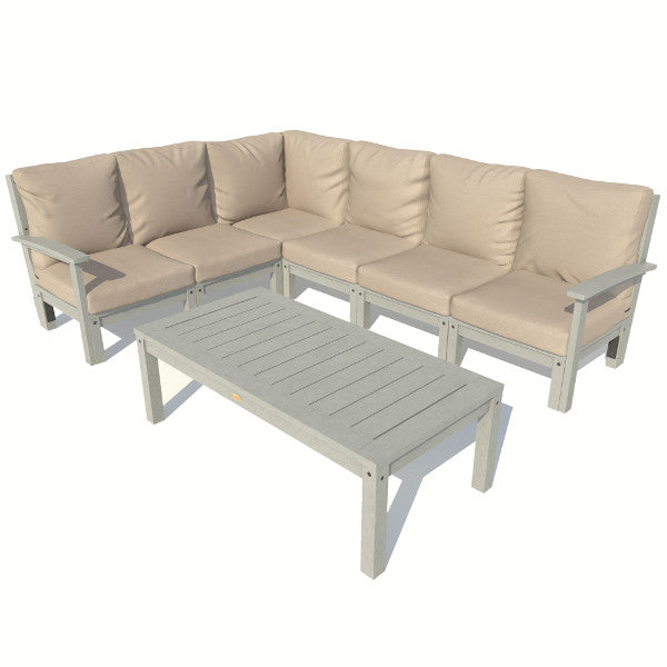 Bespoke Deep Seating 7 pc Sectional Sofa Set with Conversation Table Sectional Set Dune / Coastal Teak