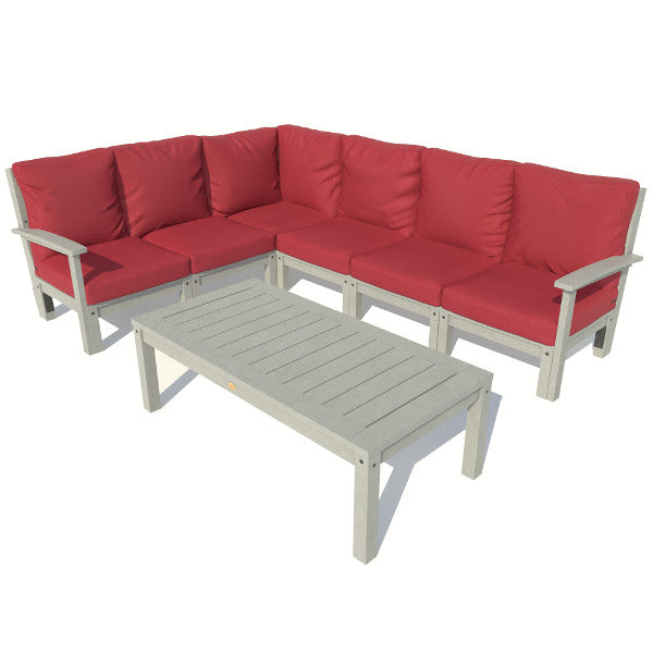 Bespoke Deep Seating 7 pc Sectional Sofa Set with Conversation Table Sectional Set Firecracker Red / Coastal Teak