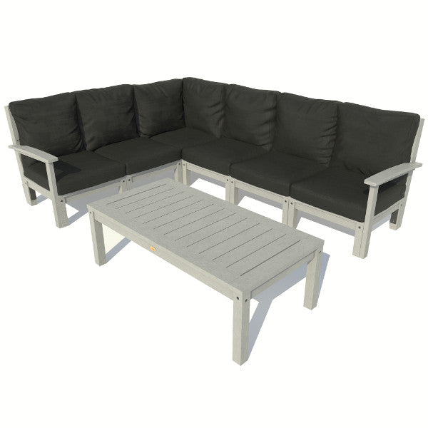 Bespoke Deep Seating 7 pc Sectional Sofa Set with Conversation Table Sectional Set Jet Black / Coastal Teak