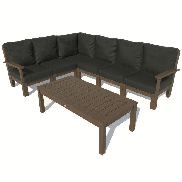 Bespoke Deep Seating 7 pc Sectional Sofa Set with Conversation Table Sectional Set Jet Black / Weathered Acorn