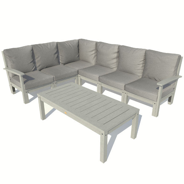 Bespoke Deep Seating 7 pc Sectional Sofa Set with Conversation Table Sectional Set Stone Gray / Coastal Teak