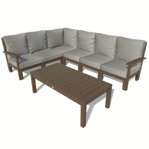 Bespoke Deep Seating 7 pc Sectional Sofa Set with Conversation Table Sectional Set Stone Gray / Weathered Acorn