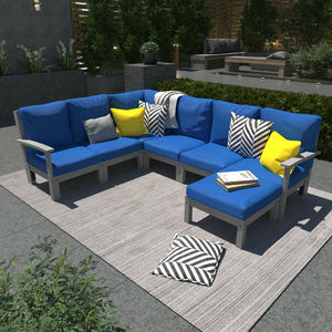 Bespoke Deep Seating 7 pc Sectional Sofa Set with Ottoman Sectional Set